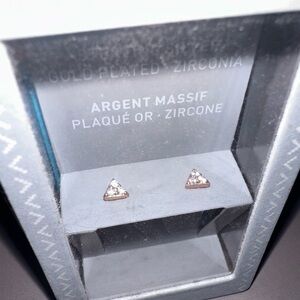 Sterling silver Gold plate rhinestone earrings